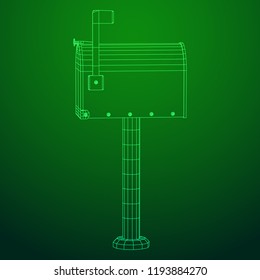 Correspondence mailbox with post letter message. Wireframe low poly mesh vector illustration