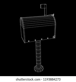 Correspondence mailbox with post letter message. Wireframe low poly mesh vector illustration