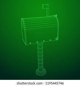 Correspondence mailbox with post letter message. Wireframe low poly mesh vector illustration