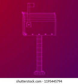 Correspondence mailbox with post letter message. Wireframe low poly mesh vector illustration