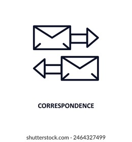 correspondence outline icon.  Thin line icon from business and analytics collection. Editable vector isolated on white background