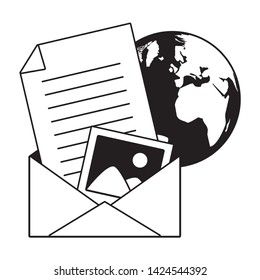 correspondence world send email vector illustration design