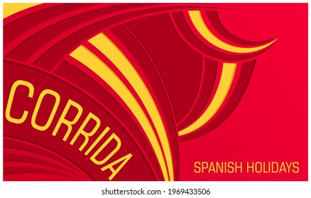 Corrida. Spanish bullfight. Simple postcard with stylized bull. Trendy minimalistic flat background. Vector template