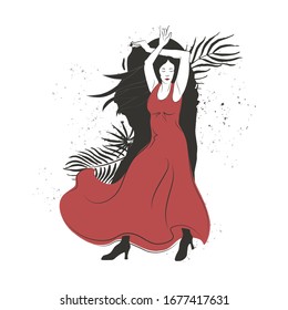 Corrida style Spanish flamenco dance performer vector illustration. Dancers series. Great as wall art, decoration, travel illustration.