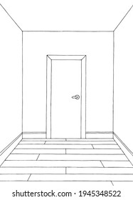 Corridor graphic black white interior vertical sketch illustration vector 