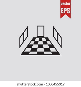 Corridor icon isometric room in trendy isolated on grey background.Vector illustration.