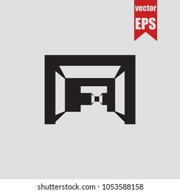 Corridor icon isometric room in trendy isolated on grey background.Vector illustration.