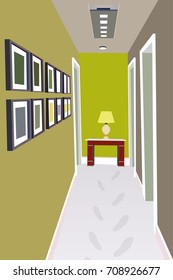 Corridor interior background. Design of modern corridor. Corridor illustration.