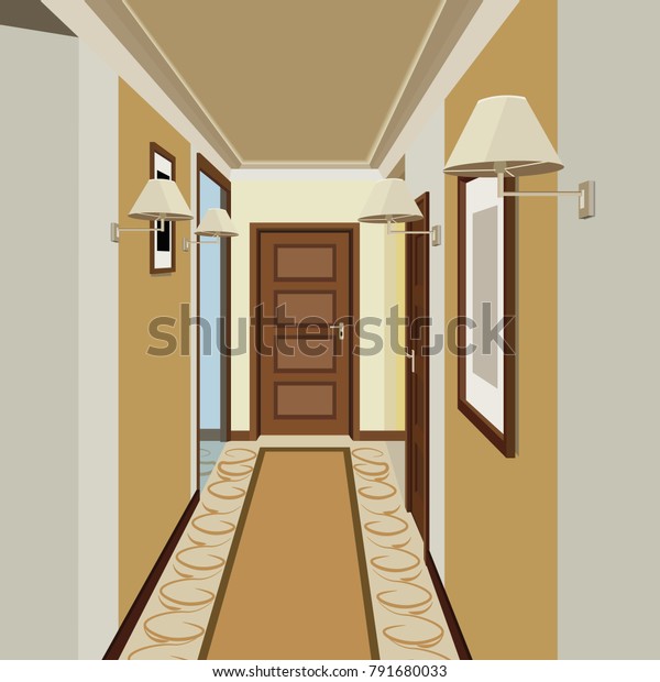 Corridor Interior Background Design Old Corridor Stock