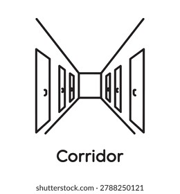 Corridor line icon perspective view on white background