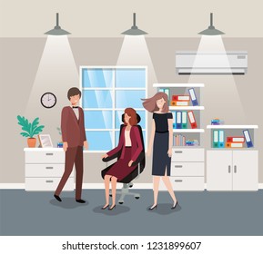 corridor office with business people teamwork
