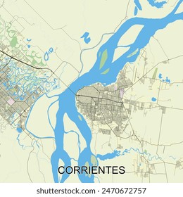 Corrientes, Argentina map poster art