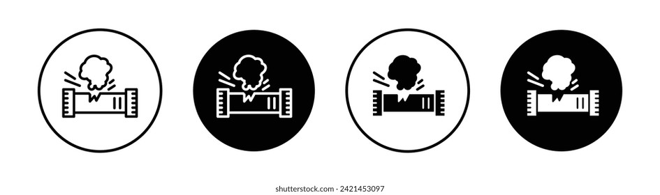 Corrosion Rusty Through Valve Tube Steam Gas Leak Pipeline Vector Line Icon Illustration.