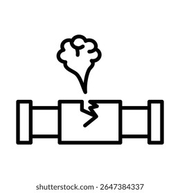 Corrosion rusty through valve tube steam gas leak pipeline icon outline set sign