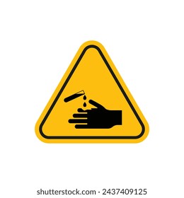 Ilustración de icono de línea de vector de señal de seguridad de ácido corrosivo.
