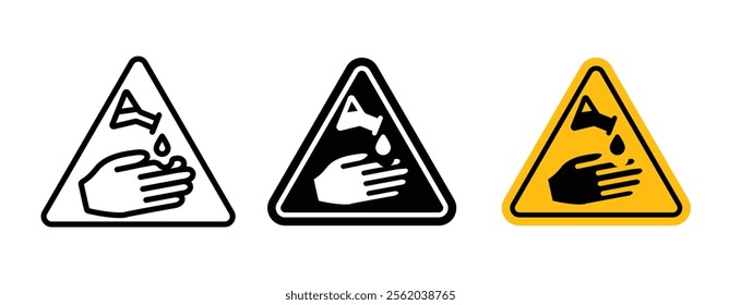 Corrosive acid safety sign vector set
