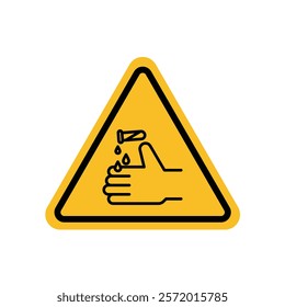 Corrosive acid safety sign in yellow color