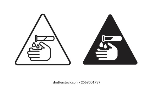 Corrosive acid safety signs set vector graphics designs