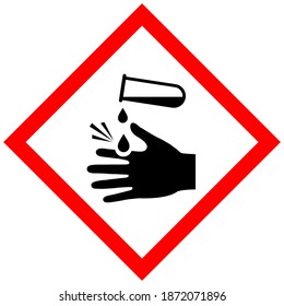 Corrosive acid safety vector sign isolated on white background