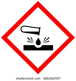 Corrosive acid vector warning sign isolated on white background