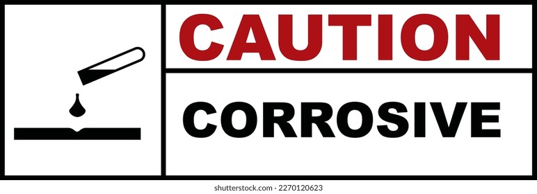 Corrosive agent Caution with pictogram for Toxic chemical product cleanning product science  equipment cover safety first sign vector eps.