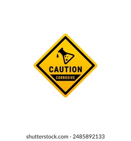 Corrosive caution label or corrosive warning label vector isolated. Best Corrosive warning label for caution sign on your product.
