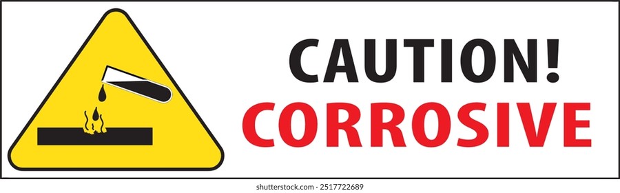 Sinal de cuidado corrosivo vetor de aviso, Sinal de aviso de ácido de bateria vetor de aviso