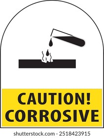 Corrosive caution sign notice vector, Battery acid warning sign notice vector