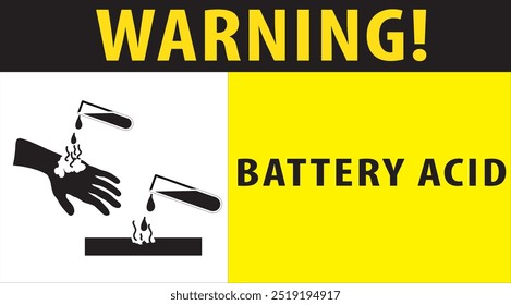 Corrosive caution sign notice vector, Battery acid warning sign notice vector