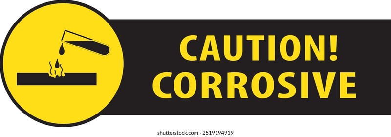 Vector de aviso de advertencia de advertencia de corrosión, Vector de aviso de aviso de advertencia de ácido de batería