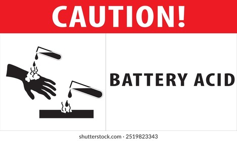 Corrosive caution sign notice vector, Battery acid warning sign notice vector