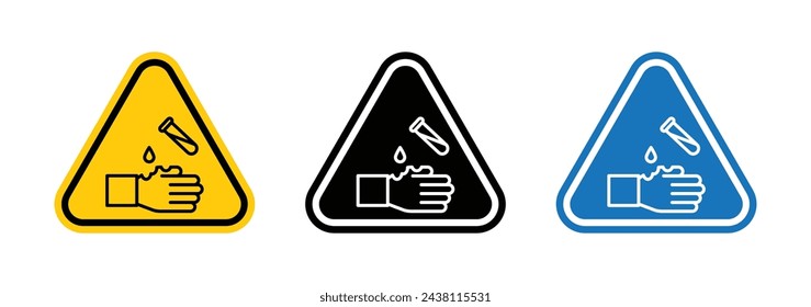 Corrosive Chemical Safety Sign. Warning for Dangerous Acids and Corrosive Substances. Beware of Harmful Chemicals and Boiling Liquids.