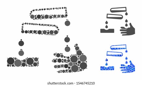 Corrosive drops mosaic of round dots in various sizes and color tones, based on corrosive drops icon. Vector dots are grouped into blue mosaic. Dotted corrosive drops icon in usual and blue versions.