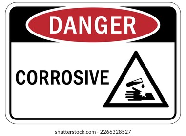 Corrosive material sign and labels avoid contact with eyes and skin, wear protective equipment