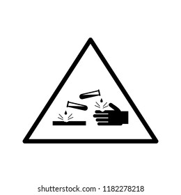 corrosive material warning symbol icon, vector illustration
