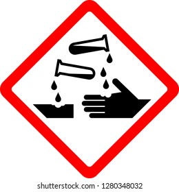 Corrosive, new safety symbol, simple vector illustration