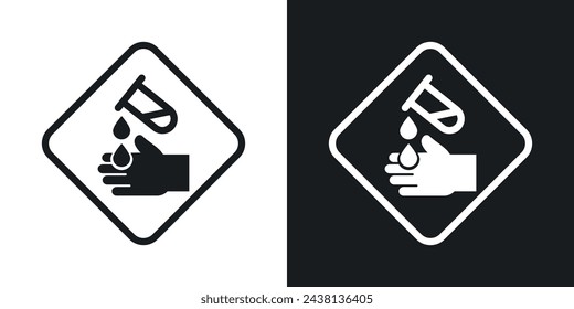 Corrosive Substance Danger Warning. Acid Hazard Sign. Caution for Chemical Burns.