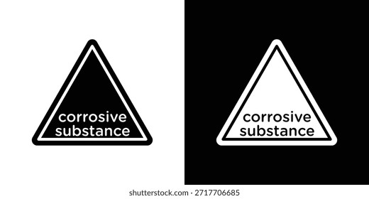 Pictograma plano negro del icono de la sustancia corrosiva. Para gráficos y Diseño web.