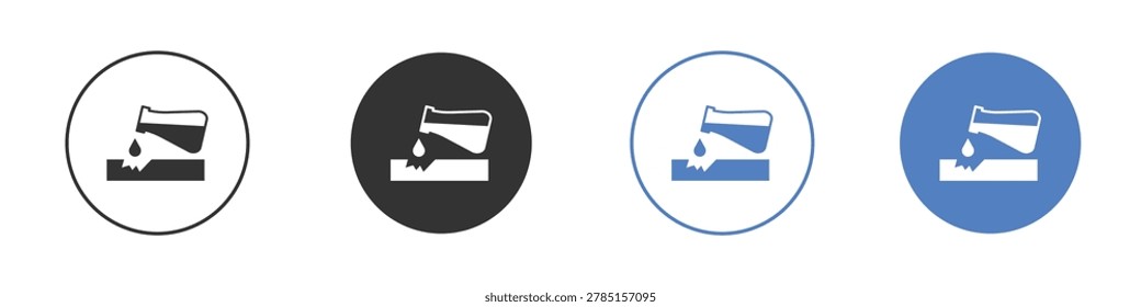 Corrosive substance icon clipart pack on black and blue