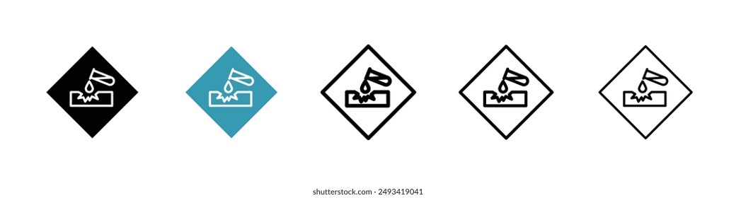 Corrosive substance icon pack. line style EPS 10