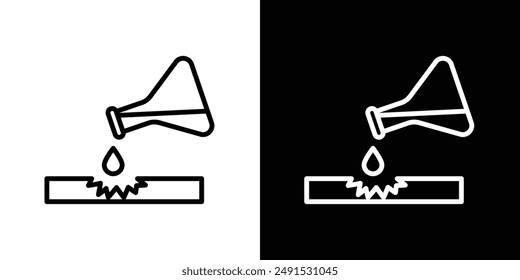 Corrosive substance icon set in black and white colors