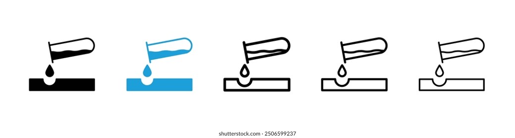 Corrosive substance icon set in black and blue color