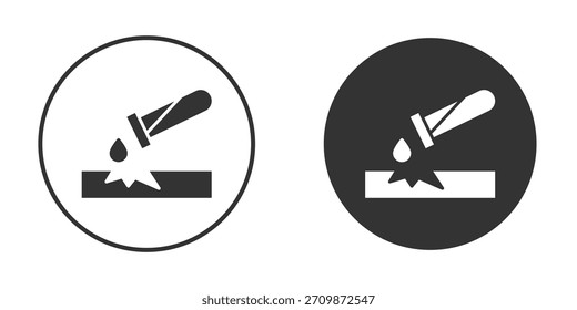 O ícone da substância corrosiva assina o pacote. Símbolos vetoriais para designs de gráficos