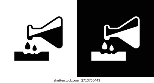 Ícone de substância corrosiva. Ilustração vetorial. Silhueta em preto