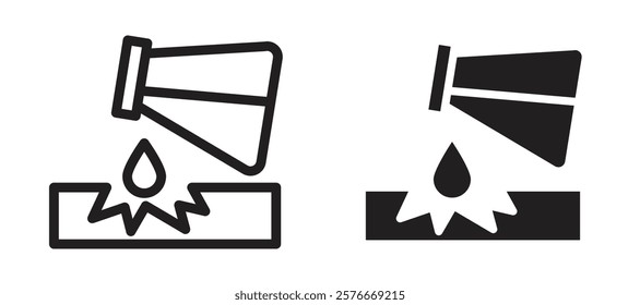 Corrosive substance icons in outline and stroke versions.