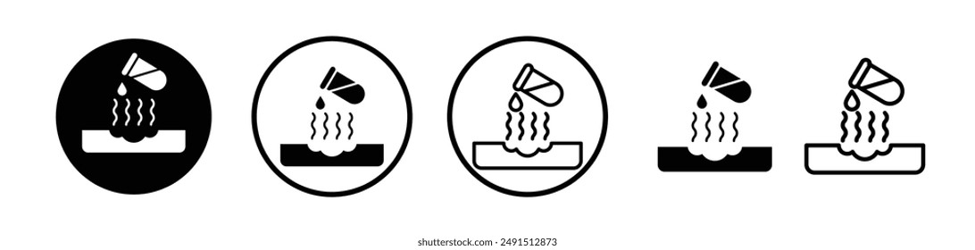 Corrosive substance liner icon collection on white background