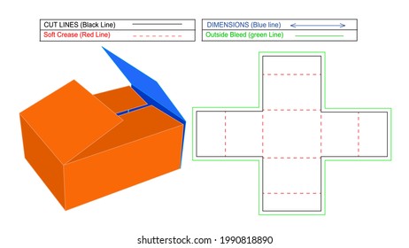 Corrrugated shipping box and FEFCO402 carton box, corrugated cardboard folding box, 3d vector render with dieline tamplate and resizeable