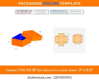 Wellpappe Base-Lid-Geschenkbox 1.7x1.7x1.18-Zoll-Vorlagenvorlage