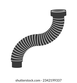 Corrugated bent pipe for toilet glyph icon isolated on white background. Vector illustration.