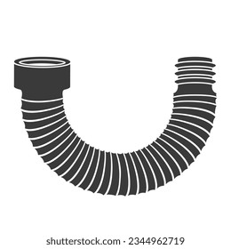 Corrugated bent pipe for toilet glyph icon isolated on white background. Vector illustration.